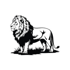 Majestic Standing Lion – Wild Animal Vector Illustration Silhouette
