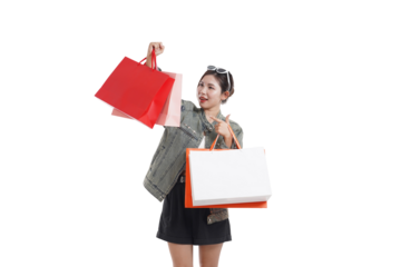 Retail Therapy: A stylish individual radiates joy, brandishing shopping bags, showcasing a successful retail therapy session. Capturing the thrill of retail experience