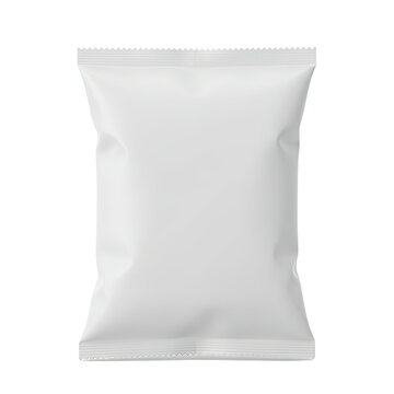 White chips bag or snack pouch packaging mockup