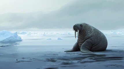 Fototapeta premium Walrus on ice floe