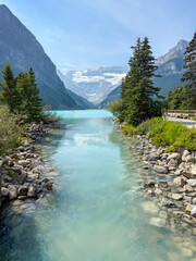 Beautiful turquoise waters of Lake Louise in Banff National Park in Alberta Canada