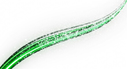 Vibrant green light trails with sparkling dust create dynamic modern background for festive designs or energetic promotions