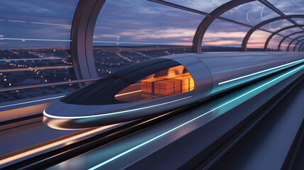 Hyperloop cargo capsule transporting packages at high speed