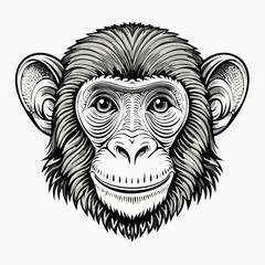 Fototapeta premium black and white engrave isolated monkey illustration