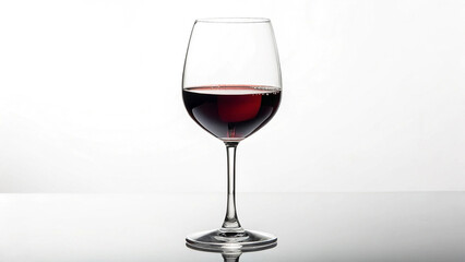 Elegant red wine presented in a glass with pristine white background scene.
