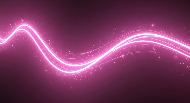 Elegant pink light trails dance across a dark backdrop creating a modern, vibrant visual