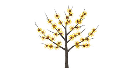 Decorative black tree with glowing warm yellow LED cherry blossom lights.