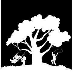 Children Playing with Swing a...