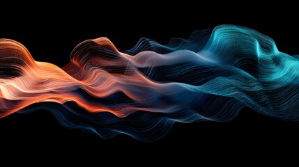Fototapeta premium Flowing Abstract Waves of Orange and Blue Particles