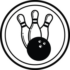 Classic bowling icon with ball and pins vector graphic for sport and leisure