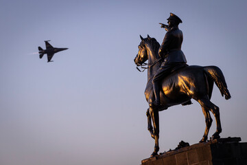 Air Show Over Ataturk Monument in Izmir Republic Square
