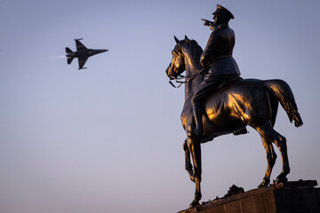 Air Show Over Ataturk Monument in Izmir Republic Square
