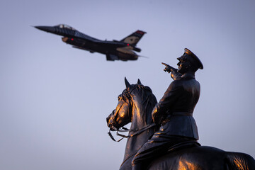 Air Show Over Ataturk Monument in Izmir Republic Square