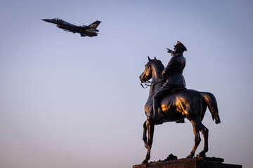 Air Show Over Ataturk Monument in Izmir Republic Square