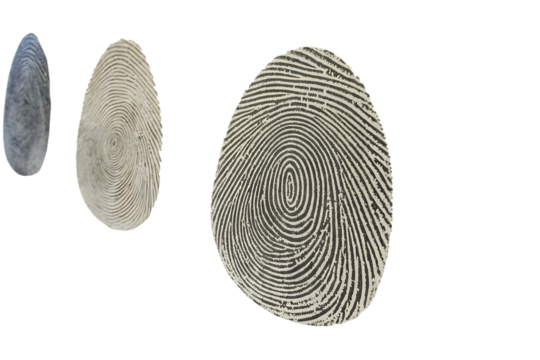 Three different fingerprints are shown, each with a different pattern AI generated by PNG