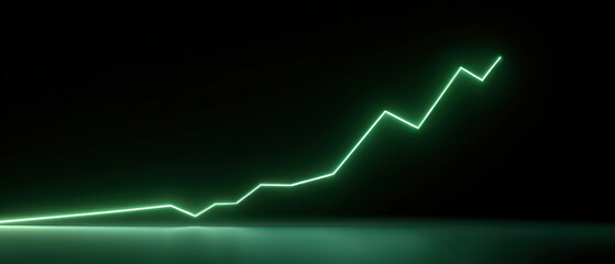 Growth line chart glowing green abstract trend rising optimistic