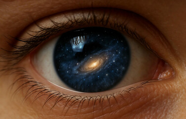 Eye of the Universe: A Galaxy Reflected in a Human Eye