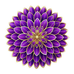 Intricate purple and gold floral design with a symmetrical circular pattern