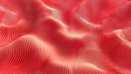 Red background, abstract wavy lines in vector format, red gradient background, vector graphics, high resolution, no text or symbols, high level of detail, minimalist style, high quality
