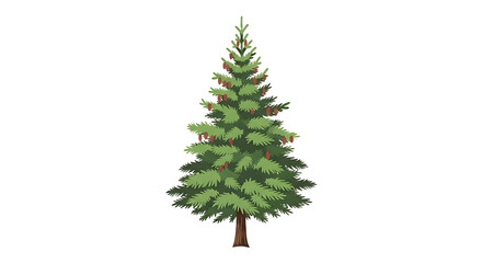Obraz premium Vibrant Green Conical Evergreen Tree with Textured Needles and Brown Trunk.