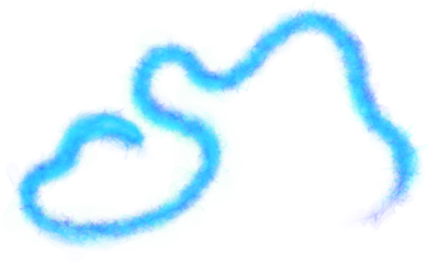 Blue Wavy Smoke Trail on White Background abstract isolated on a transparent background