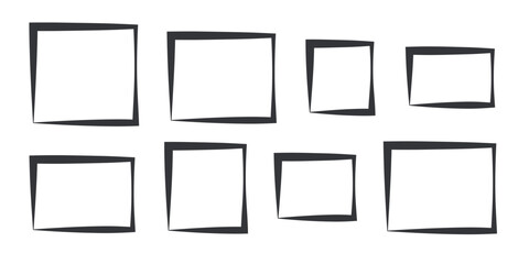 Collage of black photo frame Realistic empty frame mockup set on wall. Picture element collection Vector isolated on white. Abstract vector pointed frames in grid seamless pattern. Vector illustration