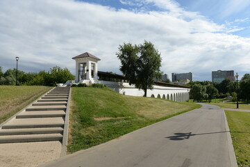 Rostokinsky Aqueduct on a sunny summer day in Moscow