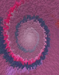 Abstract pink spiral tunnel 3D render colorful blocks modern art background Vector illustration