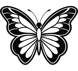 Elegant butterfly vector silhouette design with intricate floral wings