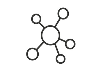 Single line icon of molecule structure, scientific chemistry symbol, high quality editable stroke vector illustration, modern flat design for web, internet shops, online books