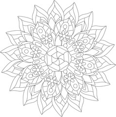  floral mandala leaves zentangle garden detailed adult coloring page