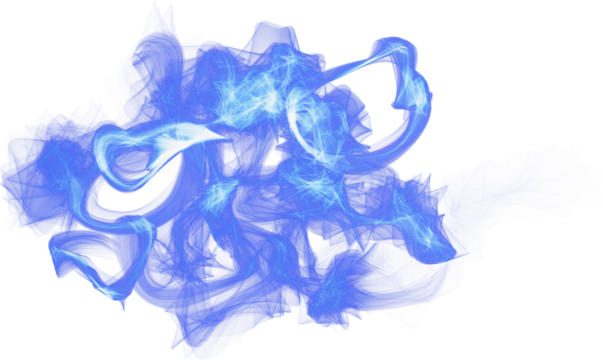 Electric Blue Abstract Swirling Light Form on White isolated on a transparent background