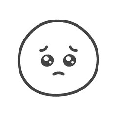 手書きのうるうるした涙目のかわいい絵文字 - ぴえん顔の甘える･お願い･心配な表情の線画のイラスト