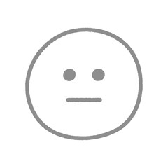 Fototapeta premium 手書きの無表情な顔の絵文字 -普通や真顔を表現するシンプルでかわいいグレーの線画のイラスト素材