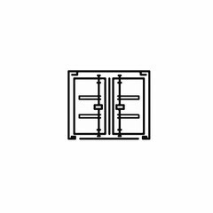 Simple line art illustration of a closed shipping container icon