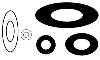  graphic featuring an array of oval and circular shapes, varying in size and boldness
