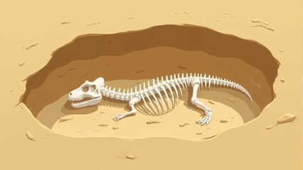 Discovering ancient life in a desert excavation site through skeletal remains of prehistoric creatures