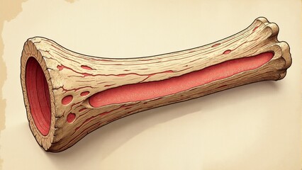 Unique artistic representation of a bone structure showcasing its intricate details and texture in warm earthy tones