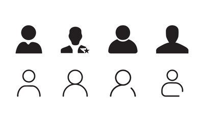 Modern Profile Solid, filled icon set of collaborative User profile icon set with white background