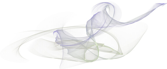 Flowing Abstract Light Trails in Blue and Green Hues isolated on a transparent background