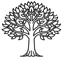 Obraz premium Vector tree silhouette with roots and leaves illustration