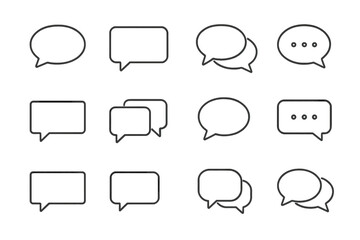 Speech bubble line icon set, editable stroke minimalist linear pictogram for messaging, chat, conversation design, social media apps, cards, banners, posts, communication vector art