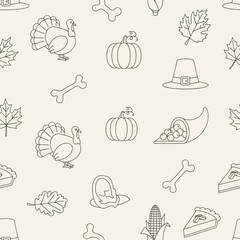 seamless pattern with turkey set