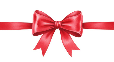Fototapeta premium Red ribbon bow tied on a satin ribbon for decor elements 