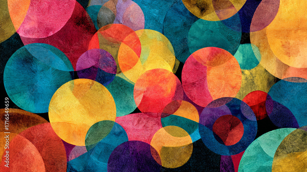 Poster colorful overlapping circles abstract art textured design
