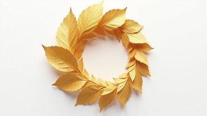 Golden leaf wreath captures the essence of autumn in a minimalist design, perfect for seasonal decor