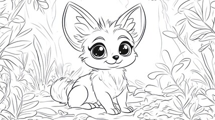 Cute cartoon fox coloring page