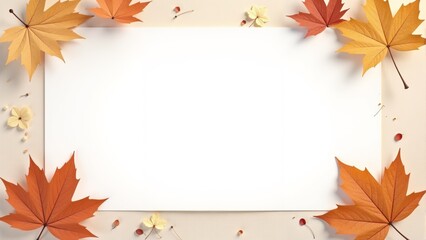 Vibrant autumn leaves frame a blank canvas celebrating the beauty of fall in a serene and artistic setting