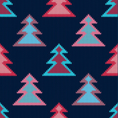 Knitted Fir Trees Seamless Pattern	