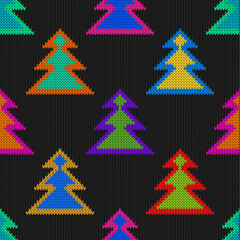 Knitted Fir Trees Seamless Pattern	